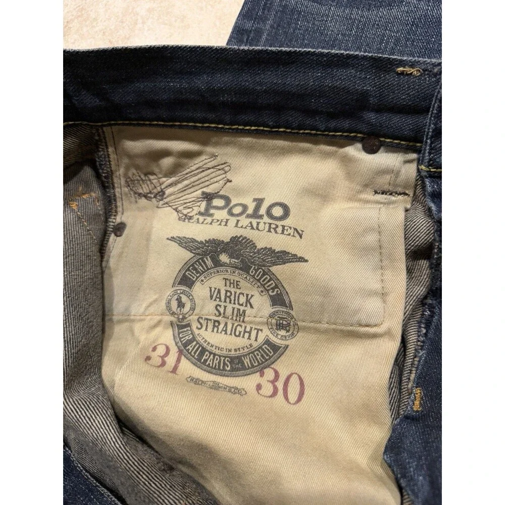 Polo Ralph Lauren Jeans Men 31x30 (Fits 34) Varick Slim Straight Patchwork Denim - Picture 4 of 12